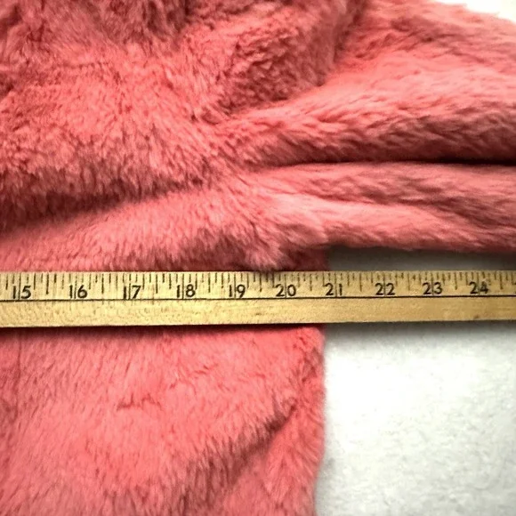 Bernardo Large L Spanish Rabbit Fur Coat Coral Salmon Jacket Satin Lined - Picture 4 of 11